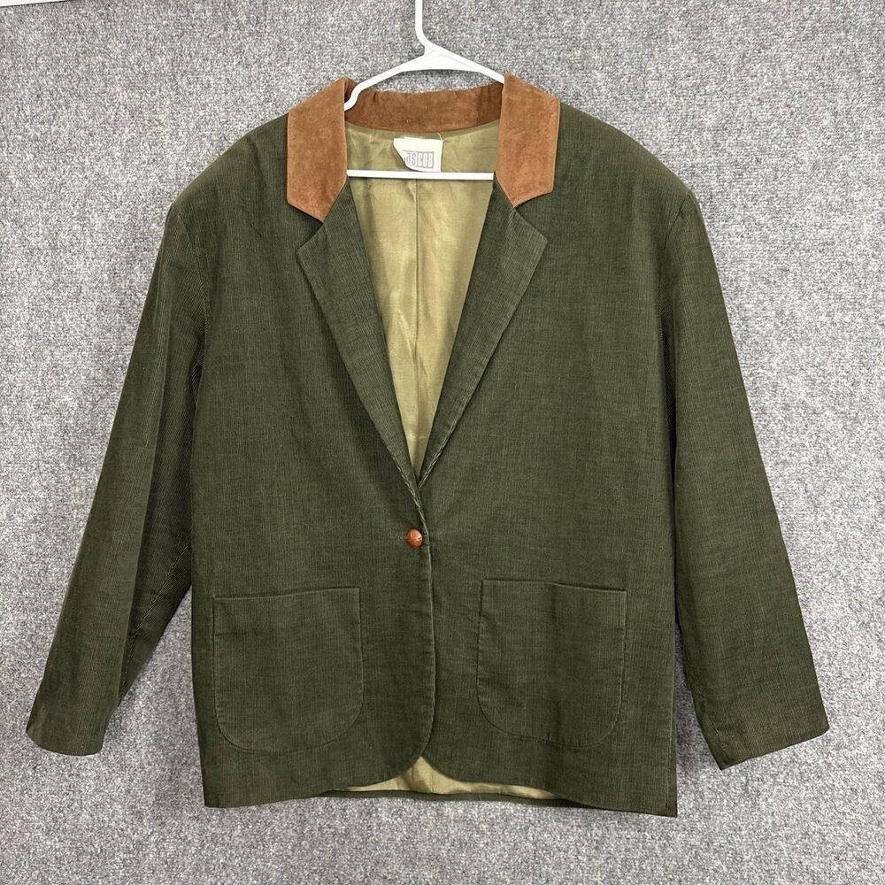COS COB Blazer Womens Size M Green Corduroy Elbow Pads Cottagecore